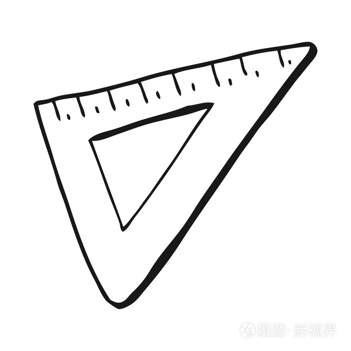 黑色和白色卡通三角板插画-正版商用图片1mhboo-摄图新视界