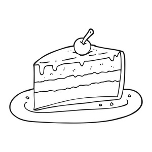 黑色和白色卡通一块蛋糕