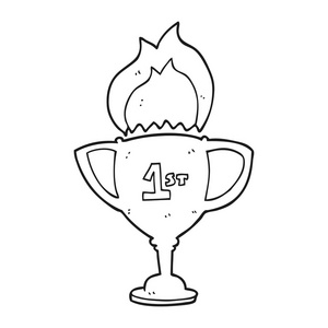 黑色和白色卡通体育奖杯照片