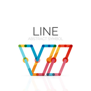线性的抽象徽标，连接五彩的段的线几何图