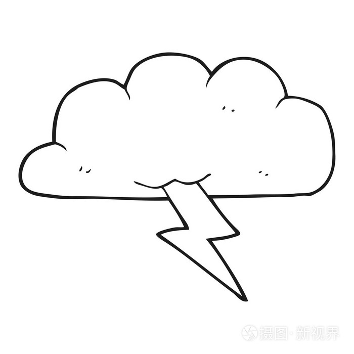 黑色和白色卡通雷云插画-正版商用图片1mhdf7-摄图新视界