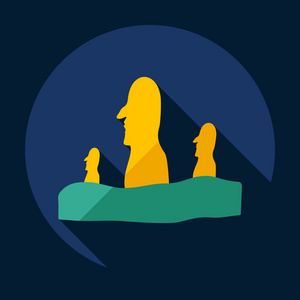 扁丝的现代化设计与阴影复活节岛巨人石像照片