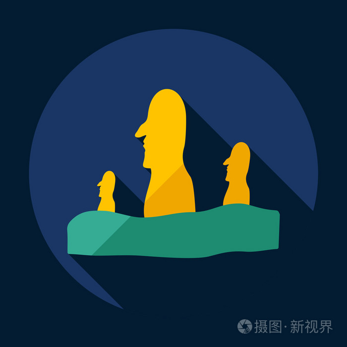 扁丝的现代化设计与阴影复活节岛巨人石像
