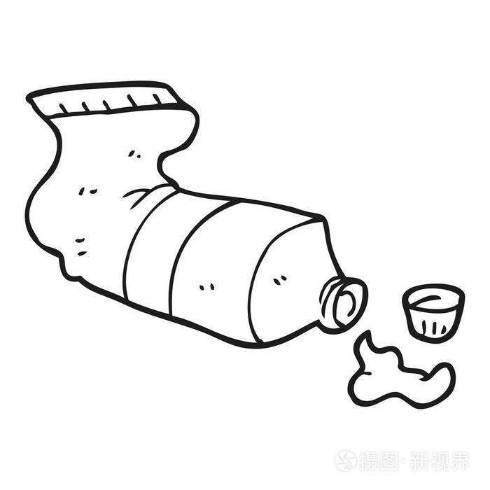 黑色和白色卡通挤牙膏管插画-正版商用图片1mhgk8-摄图新视界