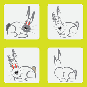 单色的图标集与兔子