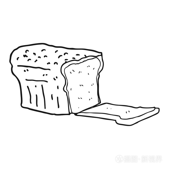 黑色和白色卡通面包插画-正版商用图片1mhie5-摄图新视界