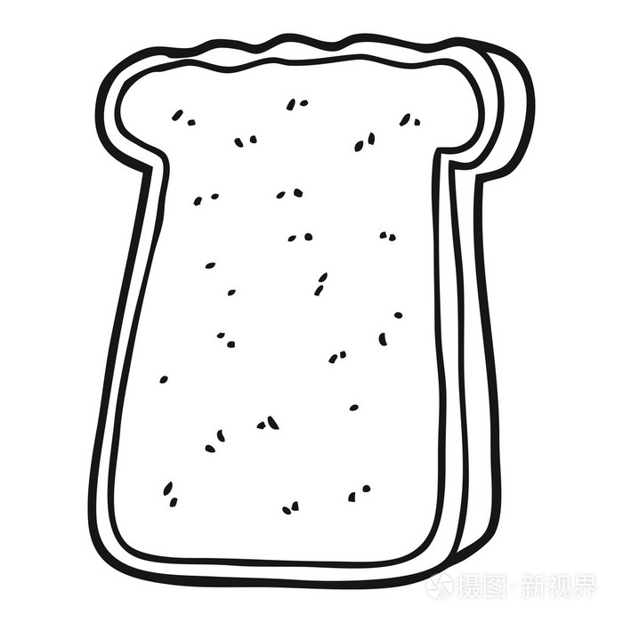 黑色和白色卡通片烤面包插画-正版商用图片1mhifa-摄图新视界