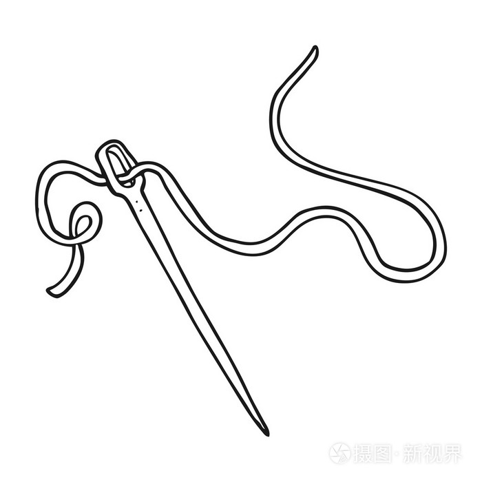 黑色和白色卡通针和线