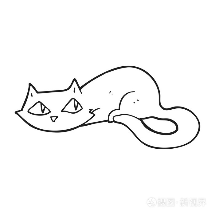 黑色和白色卡通猫插画-正版商用图片1mhitr-摄图新视界