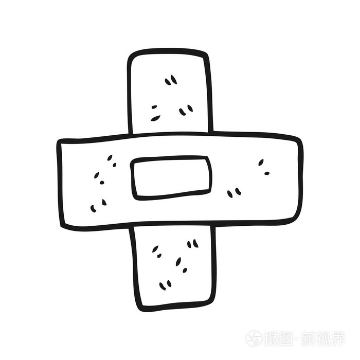 黑色和白色卡通贴膏药插画-正版商用图片1mhiv8-摄图新视界