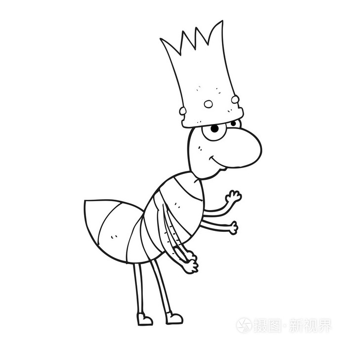 黑色和白色卡通蚂蚁皇后插画-正版商用图片1mhj0h-摄图新视界