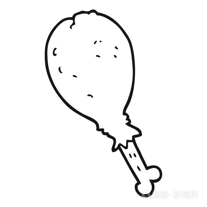 黑色和白色卡通鸡腿插画-正版商用图片1mhj9v-摄图新视界