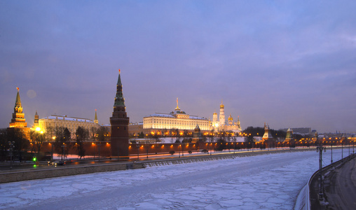 在莫斯科的冬夜视图
