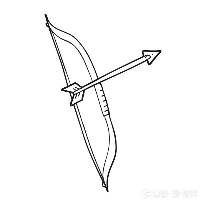黑色和白色卡通弓和箭