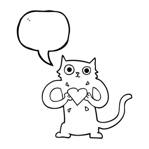 演讲泡沫卡通猫用爱的心