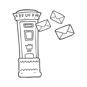 黑色和白色卡通英国邮政信箱