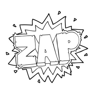 黑色和白色卡通 zap 爆炸标志