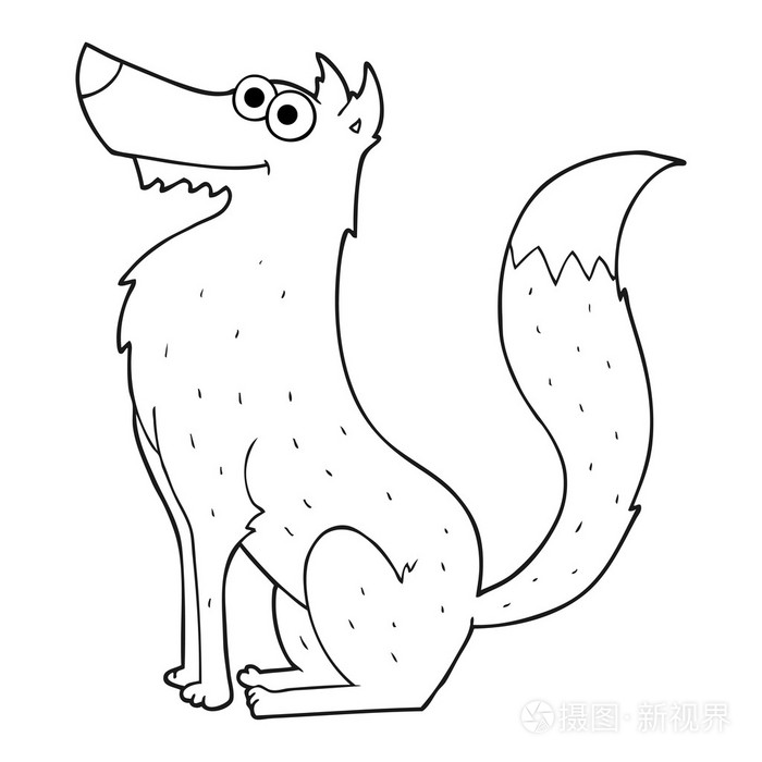 黑色和白色卡通大灰狼插画-正版商用图片1mhqlp-摄图新视界