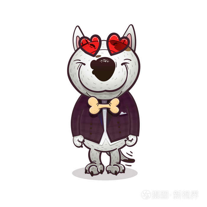 卡通bullterrier坠入爱河