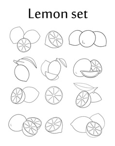 线描柠檬一套图片