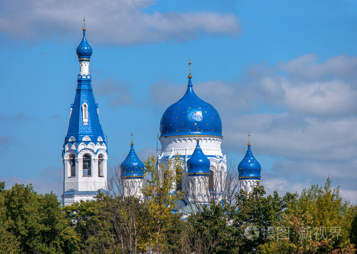 蓝色圆顶的东正教圣瓦西里大教堂，庭园，俄罗斯