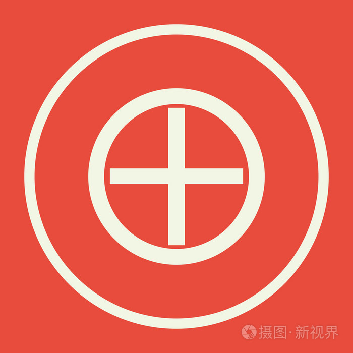 加上红色背景,白色圆圈边界,白色轮廓的图标