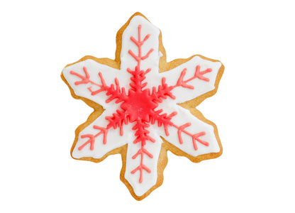 孤立在白色的圣诞饼干红雪花