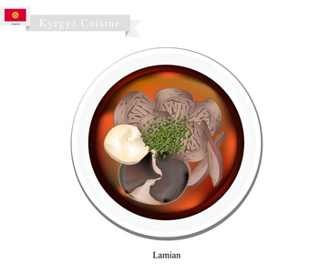 牛肉或羊肉汤面米亚或中国风格
