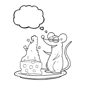思想与奶酪泡沫卡通鼠标图片