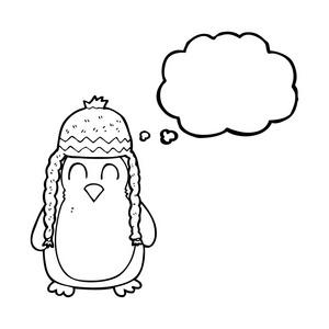 想戴着顶帽子的泡沫卡通企鹅