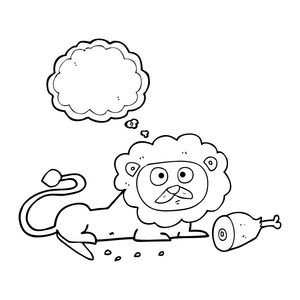 思想泡沫卡通狮子简笔画
