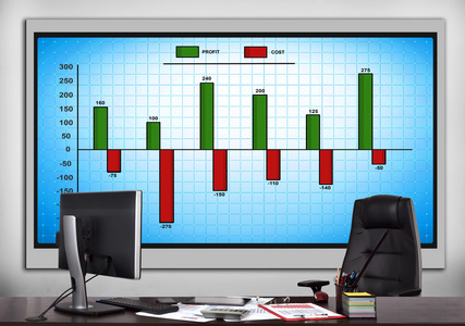大屏幕与股票图表图片