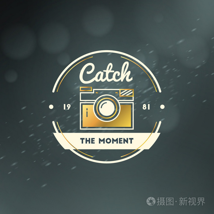 摄影logo设计模板摄影复古的金色徽章婚礼摄影摄影工作室照相器材店