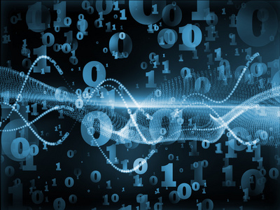 虚拟抽象幻想网络现实室.墙用的屏幕显示器与数字数字和字符数据流活.