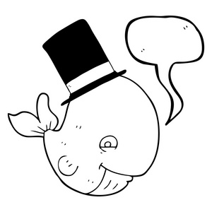 高顶大礼帽的演讲泡沫卡通鲸鱼