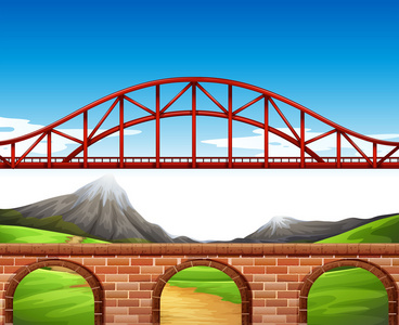 自然场景桥与墙