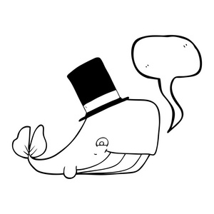 高顶大礼帽的演讲泡沫卡通鲸鱼