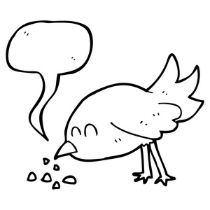 演讲泡沫卡通鸟啄食种子
