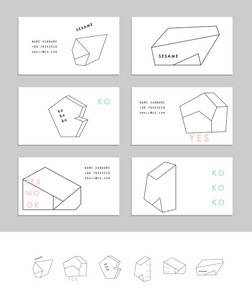 带有几何轮廓形状的名片集合