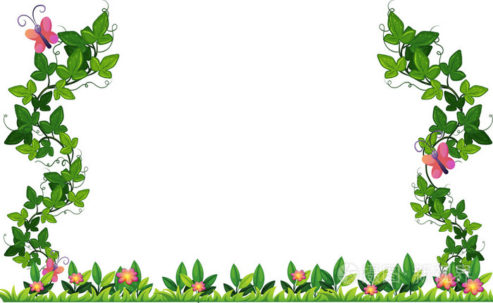 葡萄树与蝴蝶边框设计