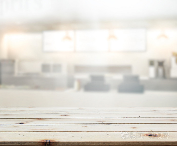 表顶部和模糊室内的背景