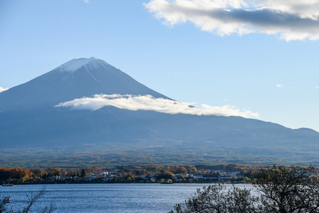 在河口湖，日本富士山