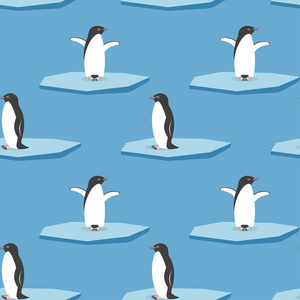 无缝矢量模式与企鹅站在程式化的冰川