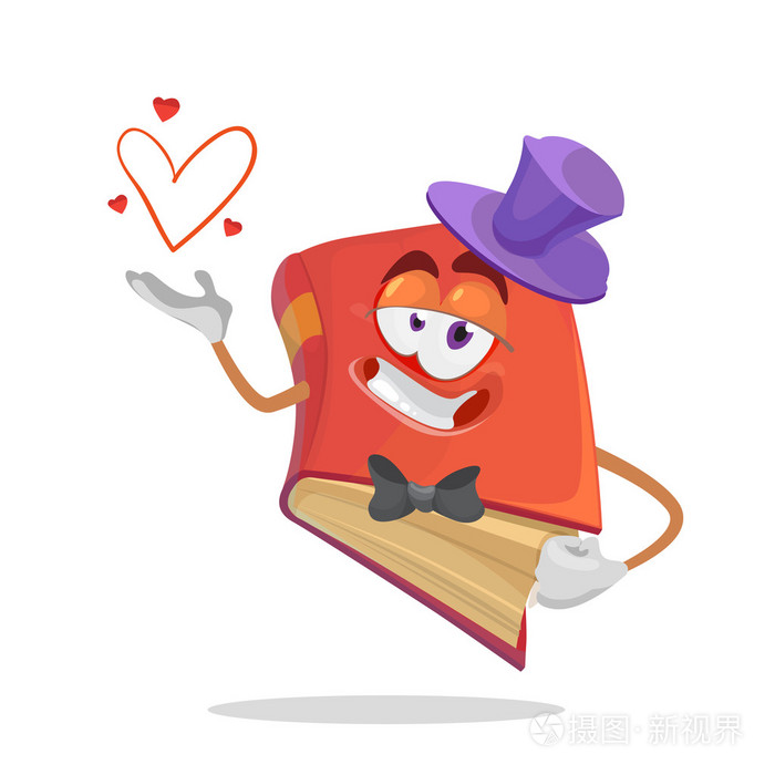 卡通红宝书绅士领带抱着一颗心