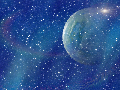 太空星球上的白色闪光.宇宙天空背景照片