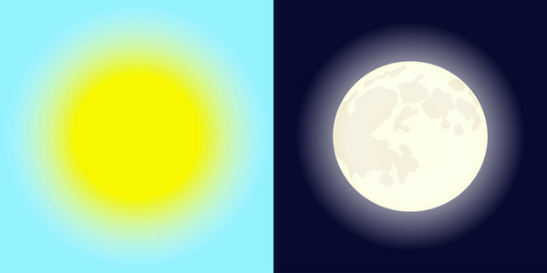 太阳和月亮在不同背景上照片