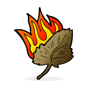 卡通燃烧的干叶的象征