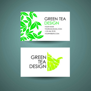 绿茶徽标模板。名片设计概念。矢量设计