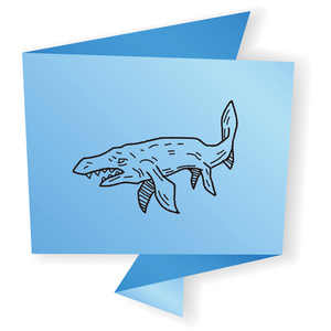 鱼恐龙涂鸦矢量图