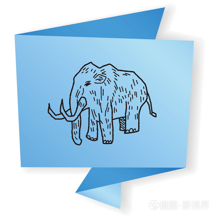 猛犸象涂鸦矢量图